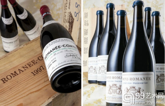 左，1988年原木箱装Romanée Conti，右：Domaine Comte Liger-Belair