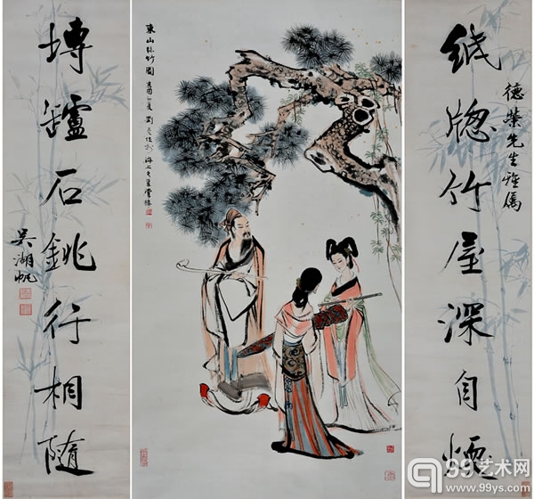 刘旦宅 东山丝竹图 178X94.5cm  目前是全国中上拍刘旦宅中最大的一幅