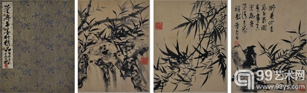 董寿平 8开墨竹册页（选3）  28X23cmX8