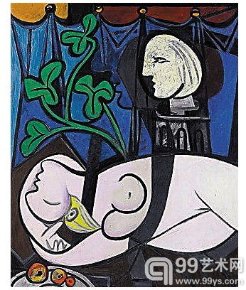毕加索《裸体、绿叶和半身像》，2010年5月以1.064亿美元拍出。