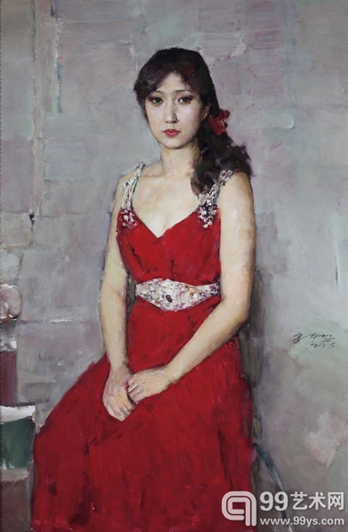 郭北平  穿红色舞裙的女模特