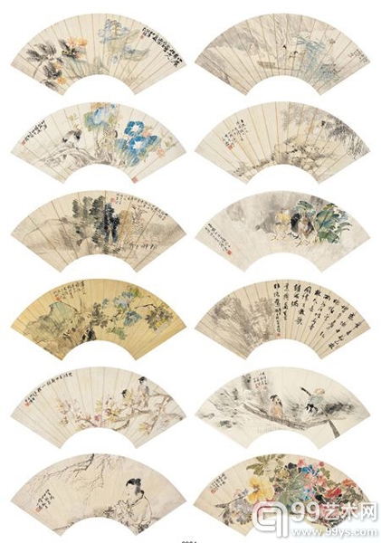 任伯年（1840～1895） 花卉人物扇册