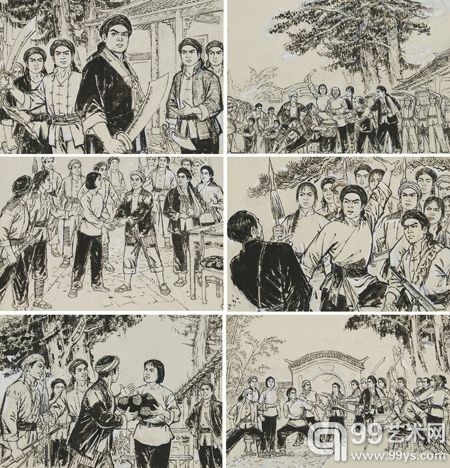 黄本贵（b.1928） 邹达清（b.1939） 吕建陶 杜鹃山 连环画原稿（全）