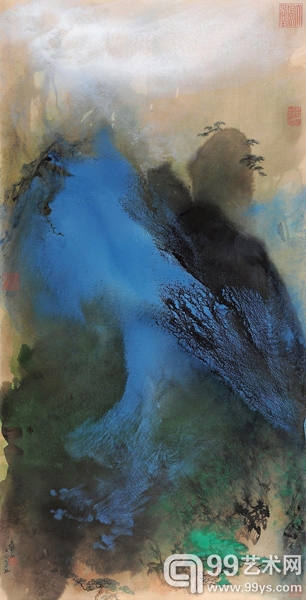 张大千 松峰晓霭  1969年作 