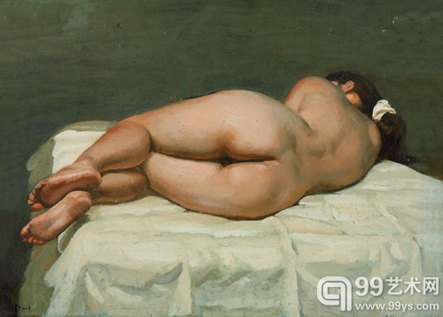 陈丹青《女人体》布面油彩 2001年作 25×35cm  45万元落槌