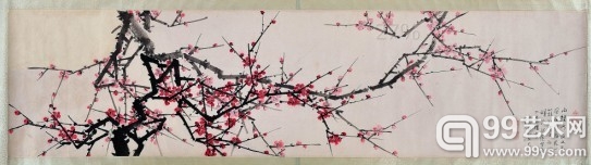 张伯驹 红梅 130×33cm 款识：中州张伯驹题，时年八十又三。