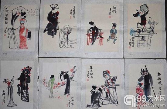 马得 手绘戏曲画稿 图/孔夫子旧书网