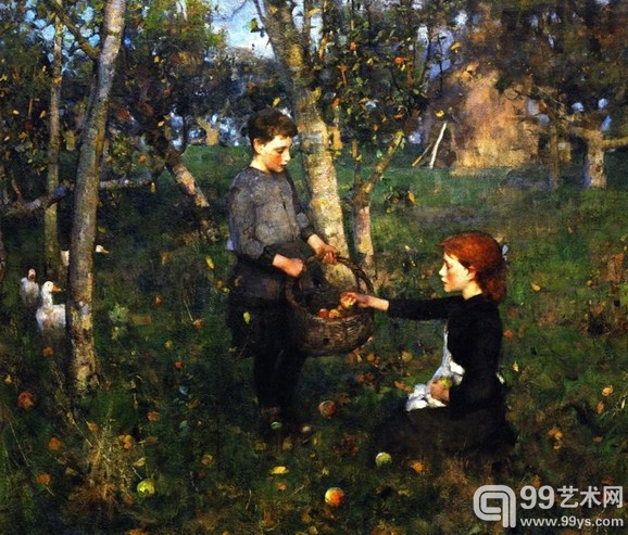 詹姆斯·格思里，《在果园里》，1885-86年。