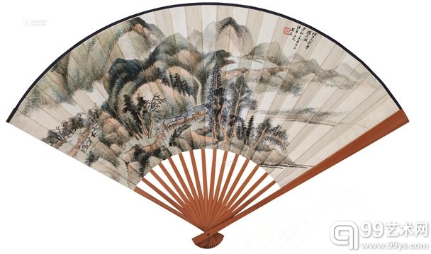 春山远岫图 楷书节《文心雕龙》 16×46cm