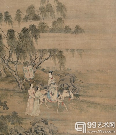 仇珠 虢国夫人游春 92×91cm