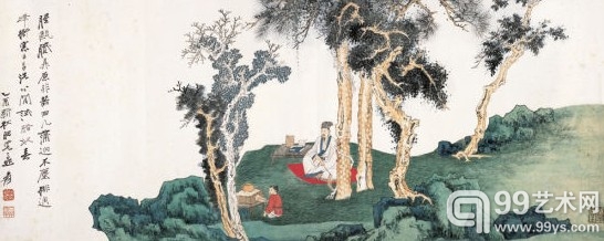 张大千  春日品茗图