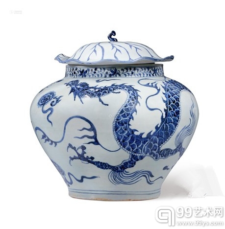 元 青花龙纹盖罐