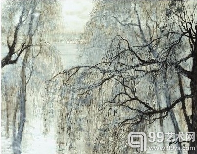 《柳淡如烟》80cm×100cm布面油画2012年作