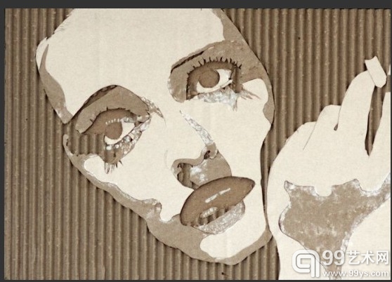 英国艺术家用废纸板创作精美人物肖像画