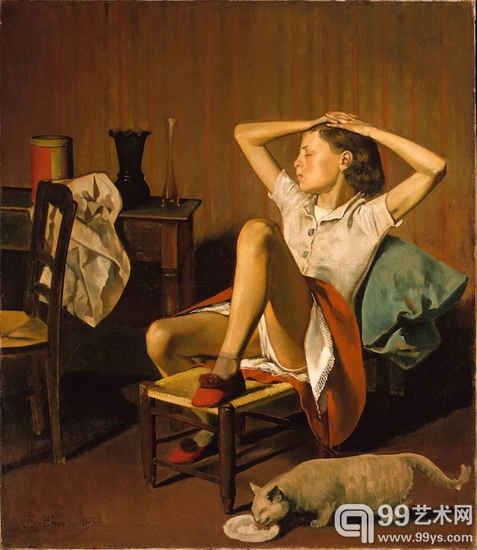 巴尔蒂斯作品《女孩与猫》