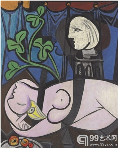 巴勃罗-毕加索，《裸体、绿叶和半身像》（Nude, Green Leaves, and Bust），1932年作，在纽约佳士得以106,482,500 美元（约合人民币7.07亿元）成交。