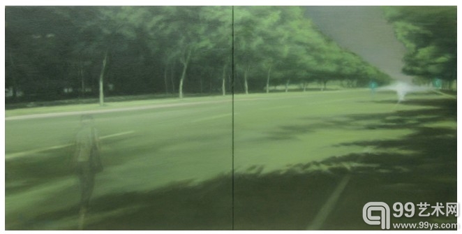 刘玉涛作品《夏夜—1》布面油画60x120cm 2013
