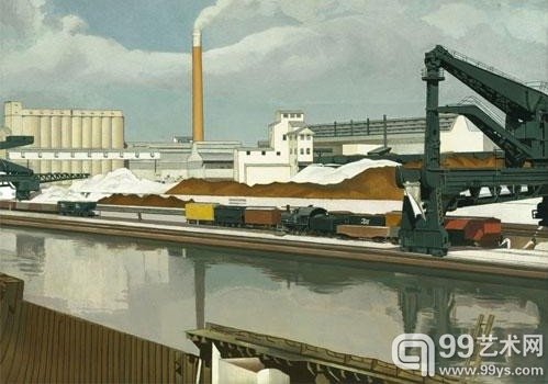 查尔斯·席勒(Charles Sheeler，美国， 1883年至1965年） ，《美国景色》(American Landscape)， 1930。