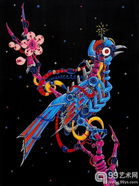 王玺-《花鸟 No.1》-130x97.5cm -布面丙烯-2012