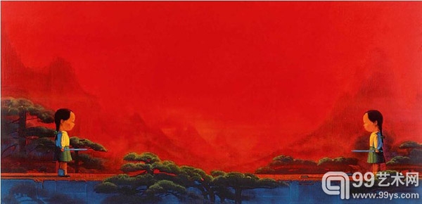 刘野（1964年生）《剑》，压克力及油彩画布180 x 360公分