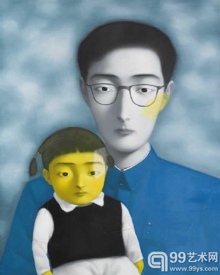 张晓刚（1958年生）《血缘：大家庭十二号》，1996年作 190 x 150公分