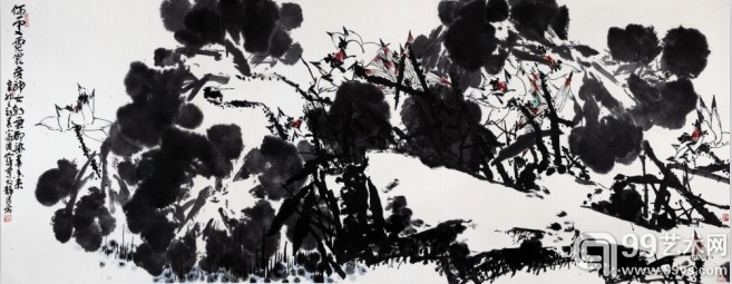 F13I-265 崔如琢  墨香来· 水墨荷花 143x368cm