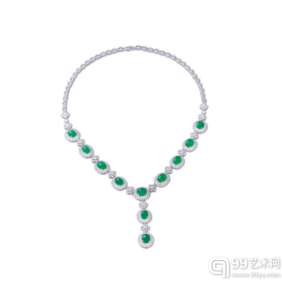 11粒翡翠镶钻项链