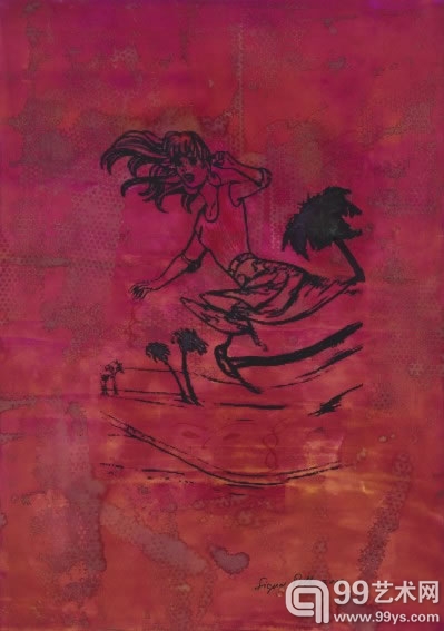 《无题》，西格玛•波尔克，2000年，纸上水彩，100 × 70 cm