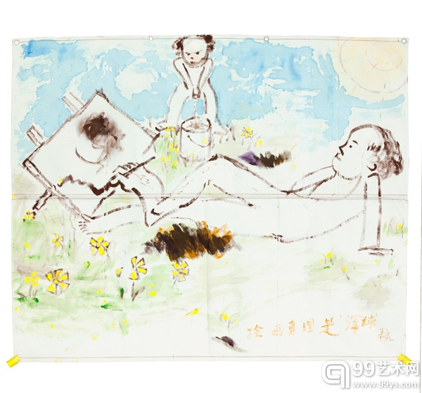 廖国核，绘画的真理是浑球，2013，布面丙烯，180x220cm