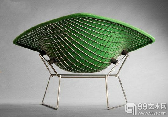 大型钻石躺椅，哈里·伯托埃Harry Bertoia (1915-1978)设计。