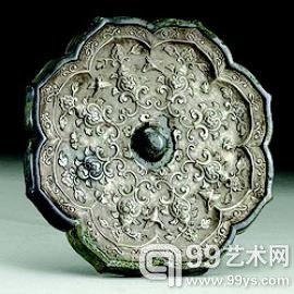唐代贴银铜菱花镜