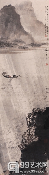 傅抱石　《风雨归舟》