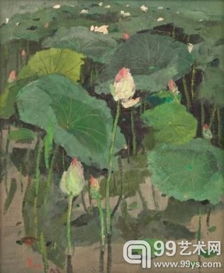 吴冠中（1919 – 2010）《荷花》