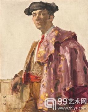 伍泽枢（1890 – 1968）《斗牛士》，油彩画布，51 x 40.4公分 