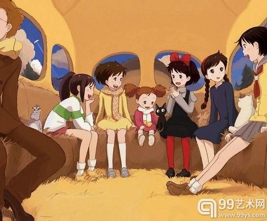 宫崎骏的画像和他创作过的各种角色