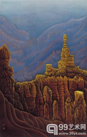 郑维国（1920年生）《向峡谷致敬》，1977年作，镜框，151 x 96 公分