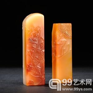 郭子伯作汶洋石薄意套章.