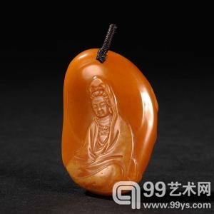 江秀影作田黄石观音挂件 含绳重11.2g.