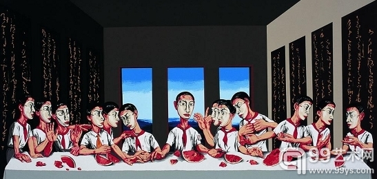 曾梵志《最后的晚餐》，2001年作，油彩画布。
