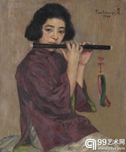 方君璧《 吹笛女》 1924年 布面油画 73x59cm