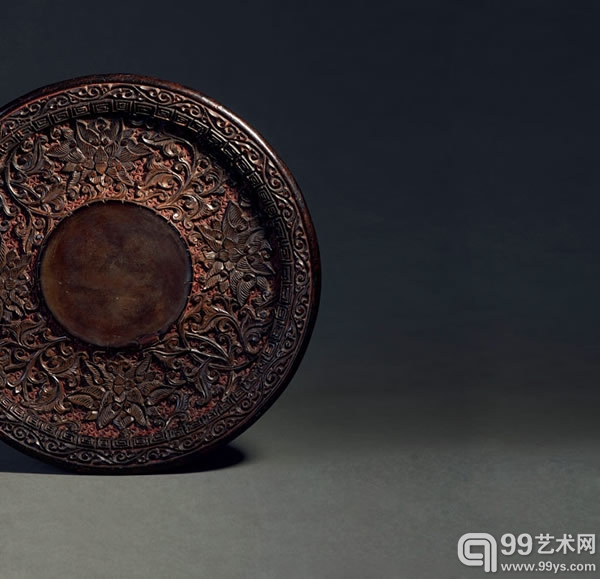 宋 剔黑缠枝花卉茶盏盘.