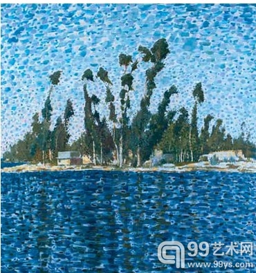 《昆明组画·滇池边的桉树》 布面油画 180×150cm 2012年