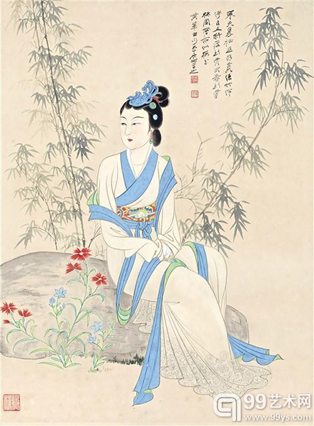 张大千（1899 – 1983）《翠袖倚竹图》