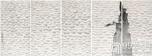 陈家泠的水墨作品《黄山》