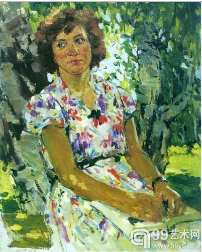     树荫下（油画） 70×52厘米 1956年 肖 峰