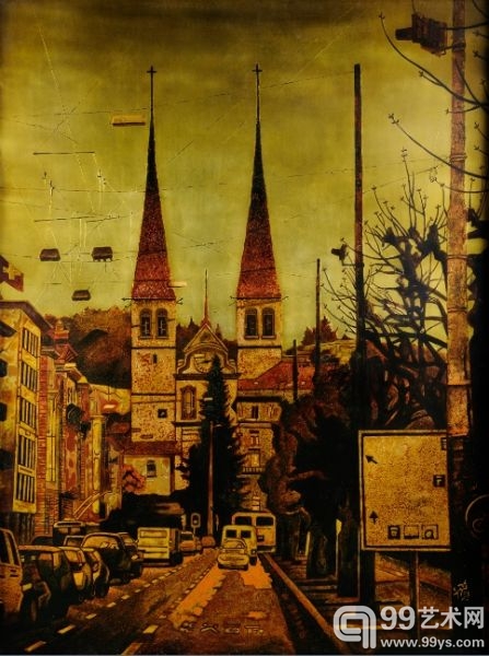陈立德 欧行扎记之双子教堂 80×60cm 福建东南2013秋拍