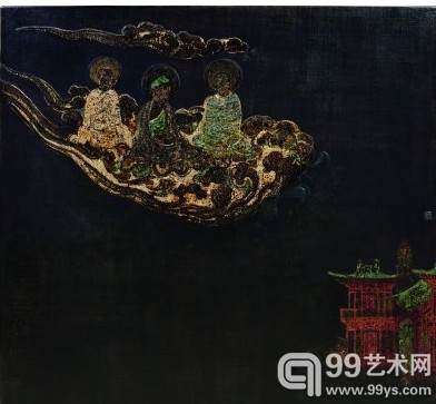 升 大漆 120.5×120.5厘米（左面）许建武 2013年