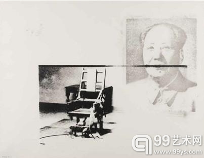 《毛泽东与电椅》 安迪沃霍尔 1978年作品 纸本丝网印刷 限量唯一单件 44.3 x 57.7cm 版权持有：巴黎美爵艺术基金