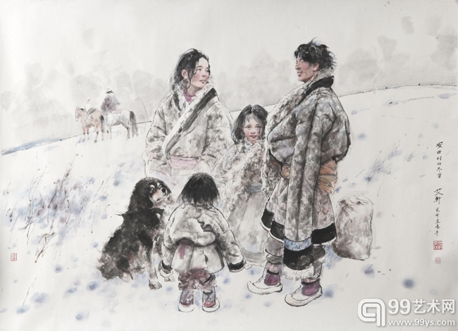艾軒 (1947年生), 安曲村的冬雪, 2013, 水墨設色紙本, 季豐軒, 香港