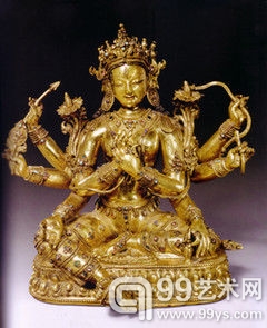 15世纪 西藏铜鎏金空行母坐像 高24.1厘米 36.375万美元 2013年纽约佳士得春拍